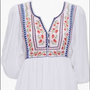 Floral Embroidered Peasant Dress, Size M